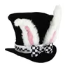 Baskergitter Bow Ear Top Hat Black Velvet Dress Up Party Decoration Happy Easter Day Adult