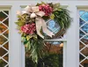 Farmhouse Pink Hortengea Wreath Rustic Home Decor Garland Artificial For Door Wall Decor Q08128622790