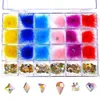 Glass Nail Crystals Bling Boxred 24 Grid Box med 1 st dottab Crystal S Clear Multishape Flat Back Gem 231226