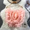 Abiti Korejepo Reggiseno a fiori francesi Top Bretelle Capispalla da donna Slim senza maniche Top corti 2023 New High Street Goddess Blouse