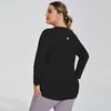 LU Plus Size Long Yoga Shirts Female Net Hole Beauty Back Long Sleeved Shirts Running Fitness Top Sportswear