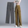 Pantalon Cargo femme 2023 automne décontracté tout-en-un mince taille haute ample grande taille noir