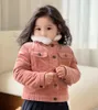 Manteau en duvet pour enfants, vêtements pour bébés filles, veste d'hiver à la mode, tissu en velours côtelé Orange rose doux, coton