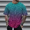 Men's T Shirts Light For Men Stage Performance Shirt 3D Printed Sequin Pullover Short Sleeve Casual Tee