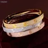 A Classic V Gold High Edition Card Home Full Sky Star Three Rows Diamond Wide Edition Bracelet Women's 18K Rose Gold Plating Light Luxury Versatile Bracelet