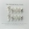 Handmade White Matte Luxury Coffin Press on Nails with Design Reusable Adhesive Korean False Nail Tip for Girls 231226