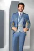 Neueste Design Blue Men Suits für Hochzeit Slim Fit Formal Bräutigam Abschlussball Kleid Smoking männlich 3 -teiliges Blazer Sets Jacketpantvest 231227