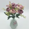 Decoratieve bloemen thuis simulatie zijde thee roos boeket groene plant tuin feestdecoratie kunstmatige champagne roze pioen nep bloem