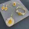 Colar colar brincos conjunto natural malaio jade incrustado com pedra pequena multicolorida quatro peças de banquete de casamento feminino de luxo highend