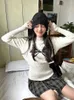 Women's Sweters Houzhou Kawaii Sweet Streetwear Knitted Pullover Woman American Retro Elegancki Kpop Bow Bow Print Slim Sweater Project Y2K