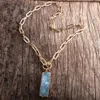 RH Fashion Choker Naszyjnik Oświadczenie Kołnierz Chunky Goldcolor Sain Druzy Stone Charm Punk Naszyjnik 2701