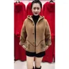 Women's Jackets 2023 Mom Imitation Mink Down Cropped Coat For Women Autumn Winter Thickened Spring Knitted Cardigan Hooded Butterfly Top