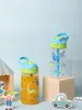1pc 500ml BPA-vrije waterfles met schattige blauwe cartoonpatronen en stro voor kinderen terug naar school, sport