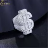 Pass Diamond Tester Full Moissanite Dollar Ring Hip Hop Jewelry 925 Sterling Silver Lab Gemstone Iced Out Men Ring