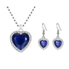 Titanic Heart of Ocean Blue Love Forever Подвесное ожерелье с серьгами бархатная сумка 231227