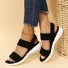 Sandals Big Size 36-43 Women Flats Platform Wedges Low Heel Elastic Band Rope Sole Summer Footwear Beach Sandal Shoes