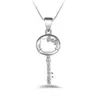 Mode hochwertige 925 Silber Katze Schlüssel mit weißen Diamanten Schmuck 925 Silber Halskette Valentinstag Urlaub3082