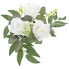 Candle Holders Artificial Rose Ring Flower Wreath Tea Light Wedding Table Centerpiece