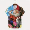 Men's Casual Shirts Summer 3D Merry Christmas Printing & Blouses Gift Reindeer Graphic Shirt Hawaiian Men Tops