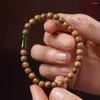 Charm Bracelets Green Sandalwood Beads Mala Bracelet For Men Women Handmade Bamboo Buddha Wood Prayer Yoga Meditation Protection