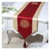 Table Runner 300X33 Cm Extra Long Happy Dinner Latest Chinese Silk Brocade Ethnic Cloth Home Decor Damask Rec Dining Drop Delivery G Dh3K2