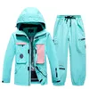 Erkek ve Kadın Kar Aşı Su Geçirmez Kayak Takım Seti Snowboard Giyim Açık Mekan Kostümleri Su Geçirmez Kış Ceketleri Pantolon Unsex 231227