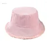 Boinas moda Corduroy Bucket Hat Hat Fishing Mulheres de Cabeças de Cabeça A quente de inverno