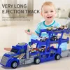 Double Deck Container Truck Transport Ejektion Folding Lagringslegering Simuleringsbil Modell Boy Toy 231227