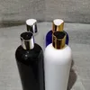 Garrafas de armazenamento 500 ml de tampa de tampa de tampa de ouro de ouro Branco branco Plástico vazio Tamanho da loção para animais de estimação para shampoo