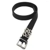 Belts Metal Buckle Cross Thin Side PU Leather Y2K Style Women Waist Korean Waistbands Heart Men