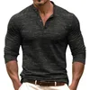 T-shirts voor heren Heren T-shirt Trendy Henley-shirt Gestreept Effen Kleur Lange mouw Slim Fit T-shirt Klassiek Dagelijks Huiskleding Zakelijk Kleding