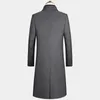 Mäns vindtätande enkelbröst koreansk version Slim Montering Long Kne Tjött 30% Wool Woolen Coat Business Casual Long Parka 231226