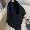 Winter kasjmier gebreide sjaal mantel poncho dames nepbontkraag kwast cape elegante poncho's warme omslag wollen vest koude jas 231226