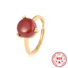 Anelli a grappolo 925 Sterling Silver South Agate Oggog Oggine Anello di apertura delle figlie femminili da festa Giochi di gioielli