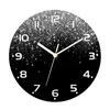 Horloges murales Noir Glitter Bijoux Chute Gemmes Sparkle Brillant Diamant Imprimer Horloge Salon Grand Rond Suspendu Décor Silencieux