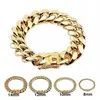 8 10 12 14 16 18 mm 316l stal nierdzewna Hip Hop Bracelets Wysokie polskie Miami Cuban Link Mężczyzn Kobiet punkowy łańcuch krawężnika motyla 278k