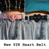 Ceintures Denim coeur ceinture accessoires de mode cadeau de saint valentin Y2K pour robe jean tout Match Femme Punk ceinture