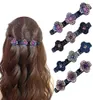 Köpüklü kristal taş örgülü saç klipsleri dört yaprak yonca doğranmış saç tokası kadınlar barrettes saç tokası aksesuarları kızlar için ponytai4382120