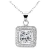 Cate Chloe 18k Ivy White Gold Plated Silver Pendant Necklace Womens CZ Crystal Halo Necklace