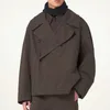 Модный бренд Le Jacket maire Jacket Карманная куртка с откидным воротником Повседневная куртка Темно-коричневая свободная куртка-мессенджер