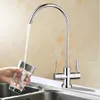 Faucets High Quality 1 4'' Drinking RO Water Filter Faucet Stainless Steel Finish Reverse Osmosis Sink Kitchen Double Holes Water Intake