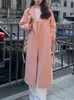 Women's Wool Blends Korean Fashion Women Casual Loose Woolen Coat Elegant and Chic Solid Outerwear Long Overcoat with Belted Female Warm Cloak J231227