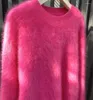 Pulls pour femmes Automne Hiver Rose Rouge Mink Cachemire Pull Lâche Chic Mode Femmes Col V Doux Mohair Tricoté Épais Pull Chaud Jumper