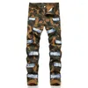 Jeans masculin McIkkny Men Hop Hop Camouflage Pantalon décontracté avec patchs Streetwear Straight Denim Panters Slim Fit