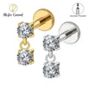 Höger Grand ASTM 36 16G Double Cz Floating Dangle Tragus Helix Brosk Stud Internt gängad charm droppe örhänge 231227