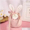 Party Favor Easter Cute Bunny Gift Packing Bags Veet Valentines Day Rabbit Chocolate Candy Wedding Birthday Jewelry Organizer Drop