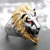 Storlek 7-15 Ny mode av hög kvalitet djurstenarens Lion Rings 14k Yellow Gold Rock Punk Male Women Lions Head Gold Jewelry