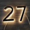 Metal 3D LED House Number Light Outdoor Stainless Steel Lighted Letter Sign Address Plaque Home el Door Plate Waterproof 231226