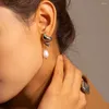 Boucles d'oreilles pendantes Youthway en acier inoxydable, pendentif en perle spirale, étanche, plaqué 18K, bijoux antiallergiques, cadeau de haute qualité