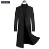 Mäns vindtätande enkelbröst koreansk version Slim Montering Long Kne Tjött 30% Wool Woolen Coat Business Casual Long Parka 231226